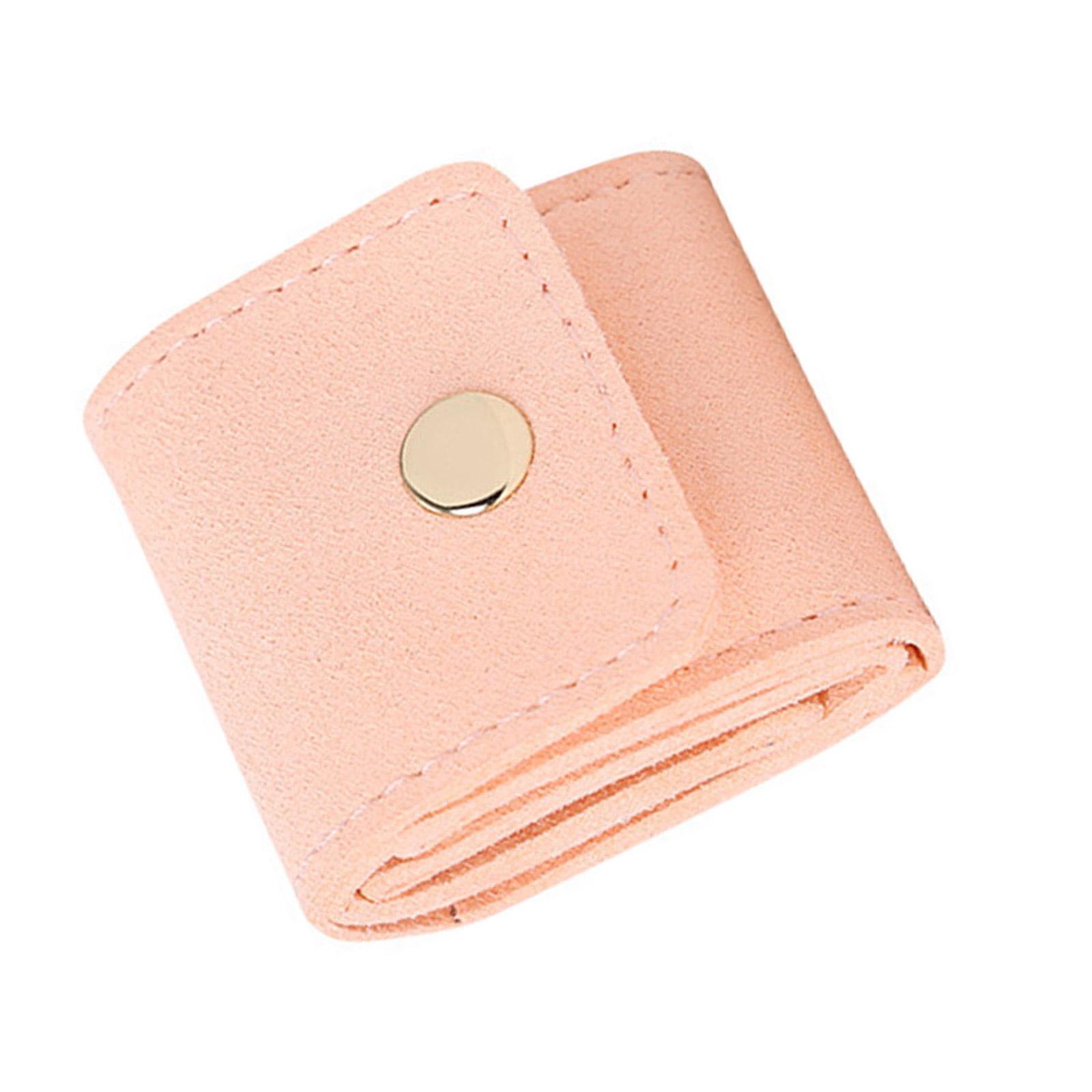 

Foldable Jewelry Organizers Pouch With 4 Compartments for Earrings Rings Travel Storage Microfiber Leather Case рожевий