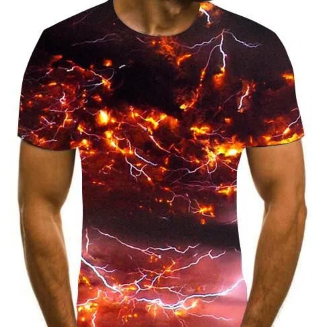 

Футболка с коротким рукавом и круглым вырезом с принтом молнии 3D Футболка с коротким рукавом и круглым вырезом с принтом молнии 3D S