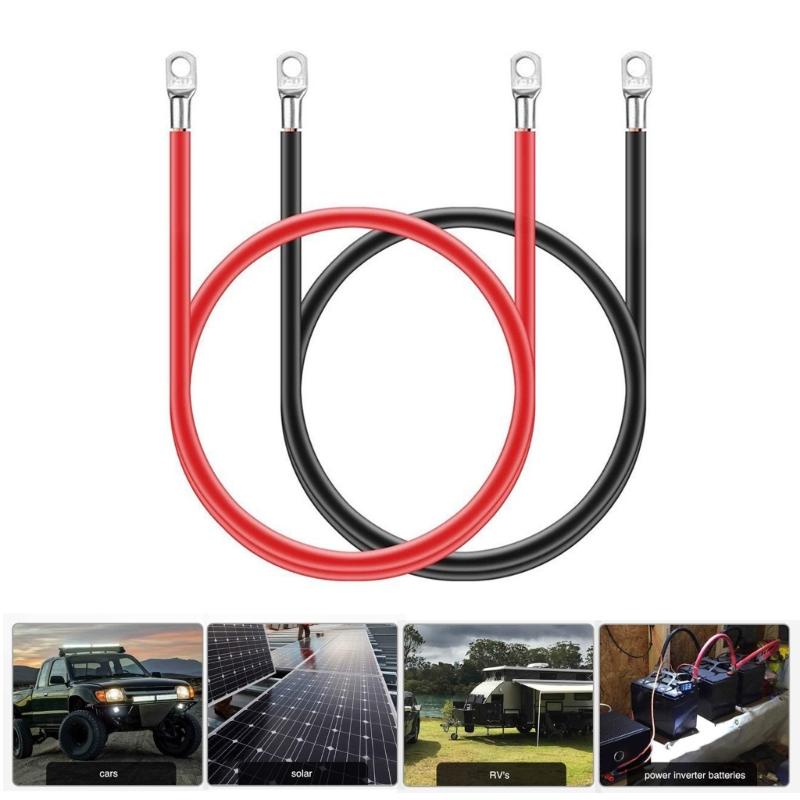 Pcs 5AWG Red + Black Pure Copper Battery Inverter Cable Battery Inverter Cables with Lugs on Both End for Car Boats
