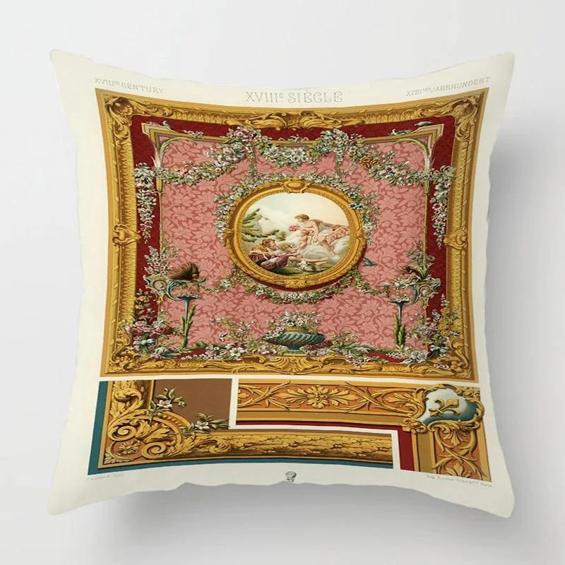 Home Decor Baroque Inspired Vintage Pattern Pillow Covers Pattern Cushion Cover Suitable for Sofa Bedroom Car Pillow Cover