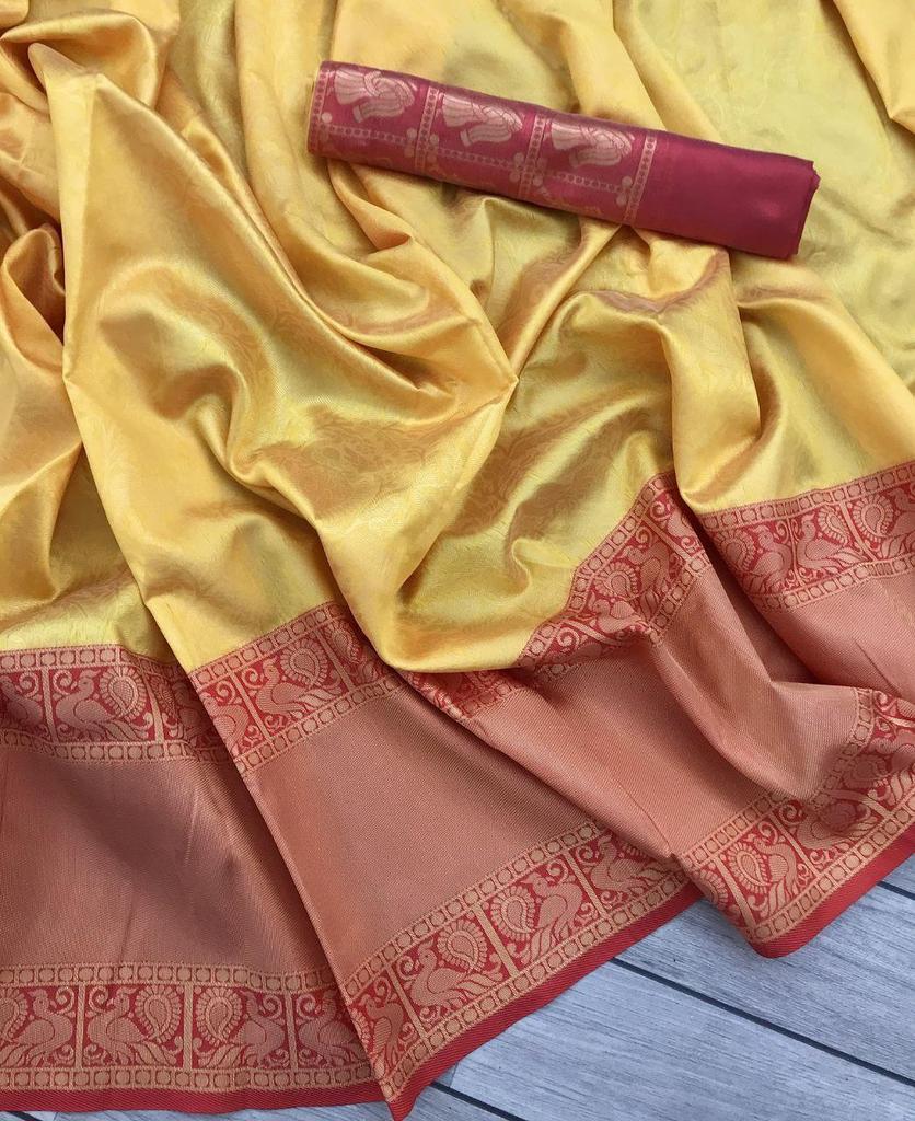 Indian Traditional Soft Lichi Silk Saree With Jecquard  Weaving