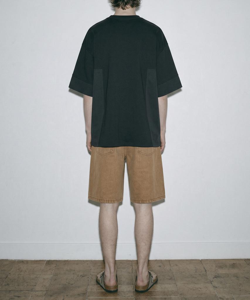 ZENSAI Wide Half Denim Pants Brown
