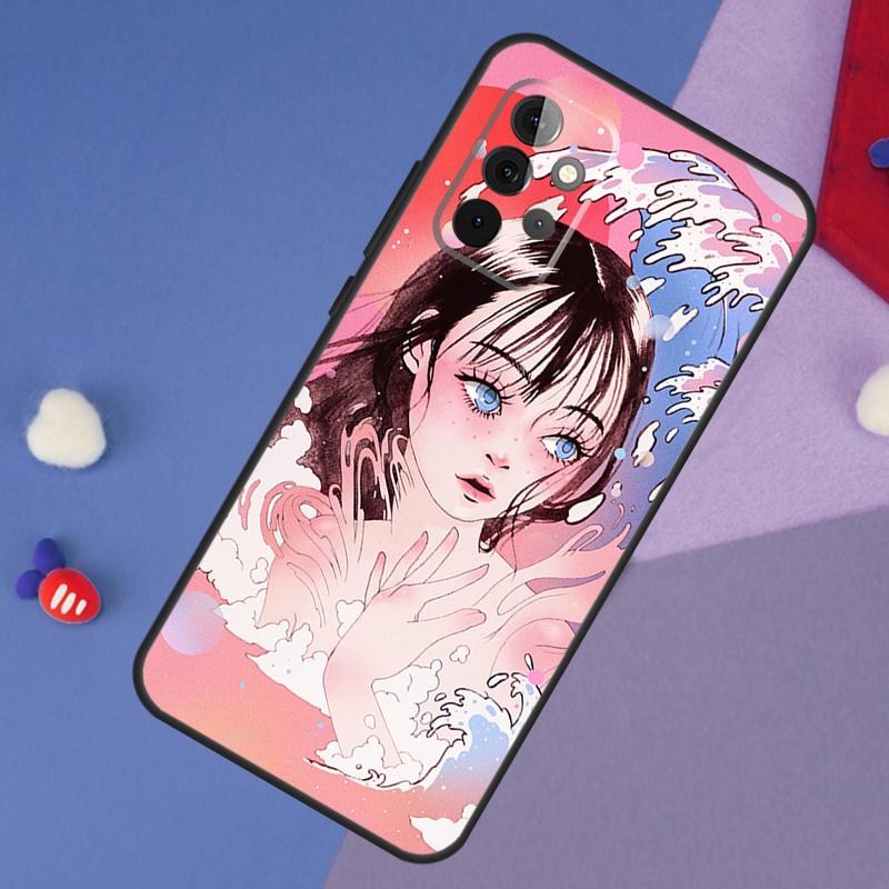 Cartoon Girl Aesthetic Case For Samsung Galaxy A52 A53 A33 A13 A34 A54 A14 A35 A55 A15 A56 A36 A26 A16 A06 A22 A32