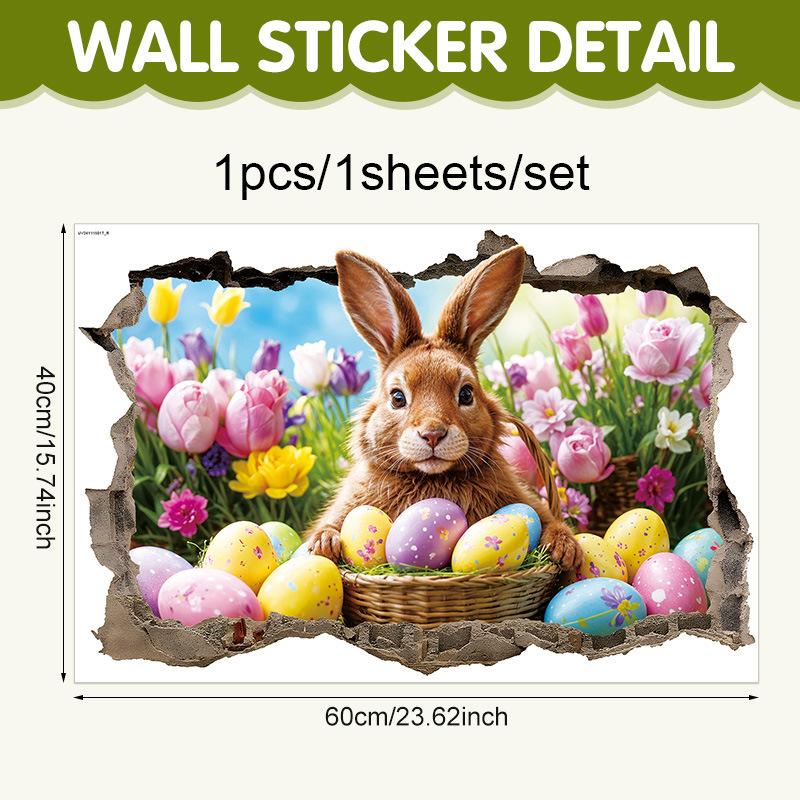 

Creative Easter Wall Stickers 3D Breakthrough Stickers Easter Bunny Wall Decals For Home Roomm Room Party