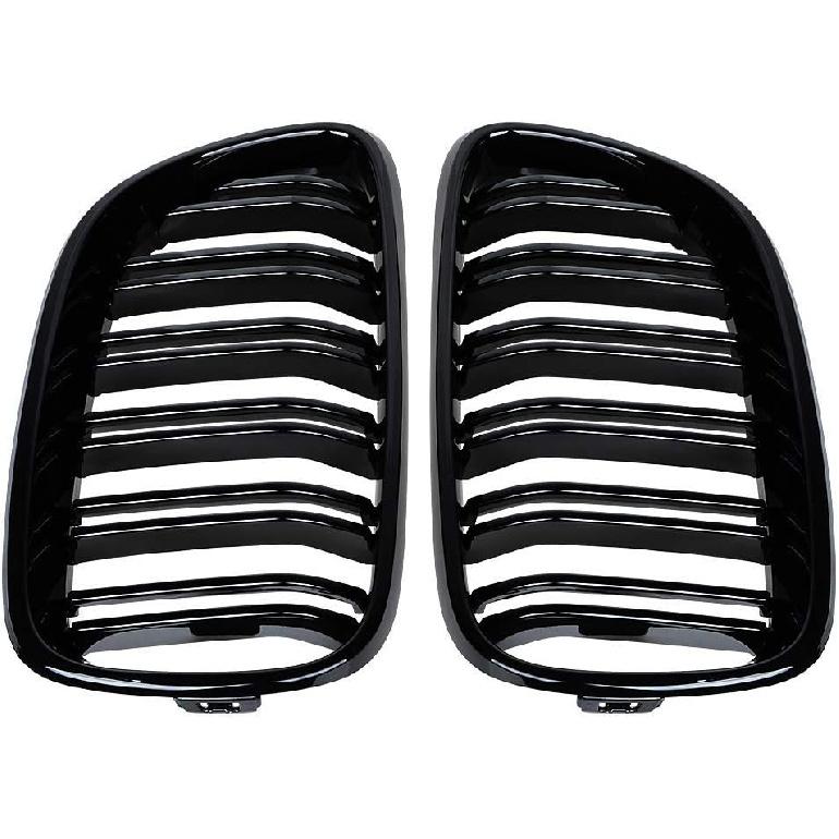 Carbon Fiber Dual Slat Front Hood Kidney Grilles Grill Compatible for BMW F22 F23 M2 2014-2018 for BMW 225i 218i 220i(Black-Carbon Fiber)