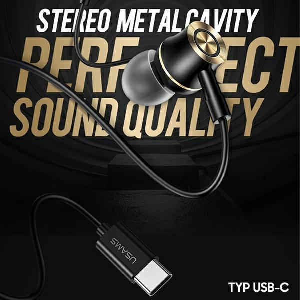 Usams Słuchawki Stereo Ep-43 Metalusb-C Czarny/Black Hsep4301