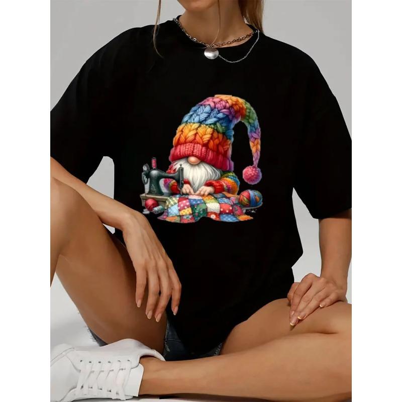 Europäische Größe Damen Lässiges Kurzarm-T-Shirt - Bequemer Rundhalsausschnitt, Weiche Niedliche T-Shirts Oberteile