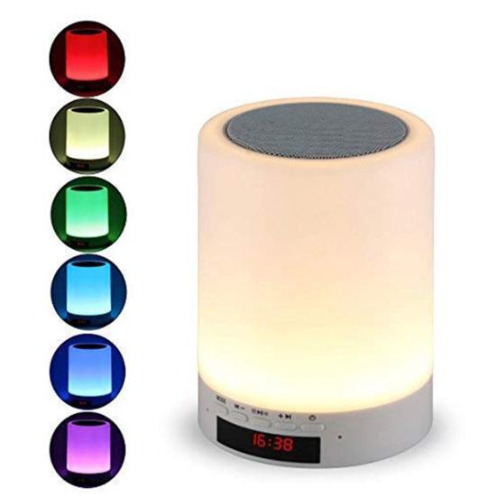 Wireless Cylinder Colorful Night Light Bluetooth-compatible Speaker Alarm Clock Home Decor