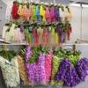 Artificial Wisteria Flower Garland: Violet Hanging Silk Vine for Weddings and Ceiling Decor