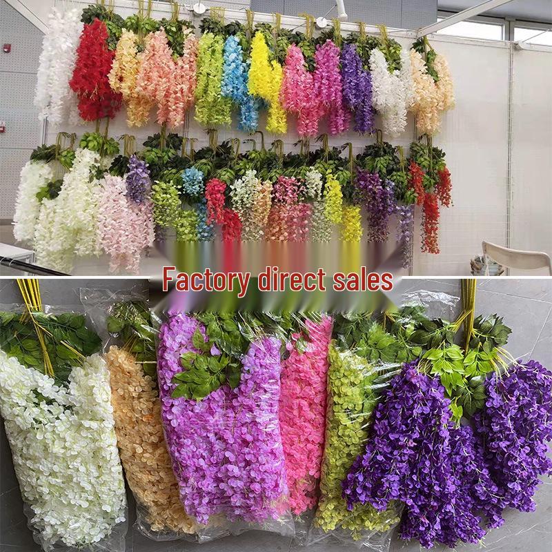 Artificial Wisteria Flower Garland: Violet Hanging Silk Vine for Weddings and Ceiling Decor