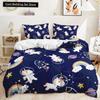Rainbow Unicorn Bedding Set King Queen Size Rainbow Unicorns Duvet Cover Set with Pillowcase Polyester Bed Linen for Kids Girls