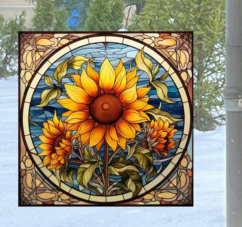 

Sunflower Window Electrostatic Stickers Static Cling Glass Decor Bedroom Living Room Non Adhesive Vinyl Decals Home Decoration