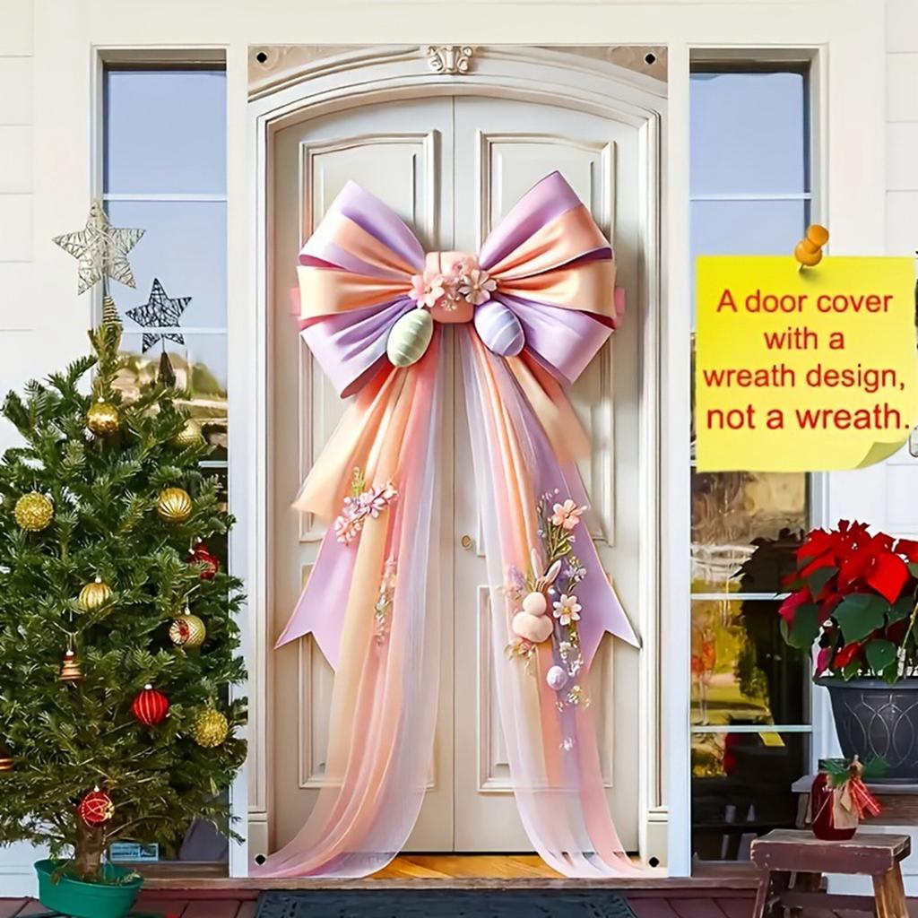 Drapeau de Porte Thème Pâques Avec Motif Lapin de Pâques et Carotte Décoration de Fête Convient Pour l'Entrée du Jardin de Fête