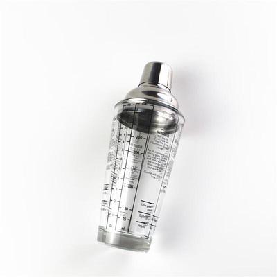 Stainless Steel Glass Cocktail Shaker with Scale