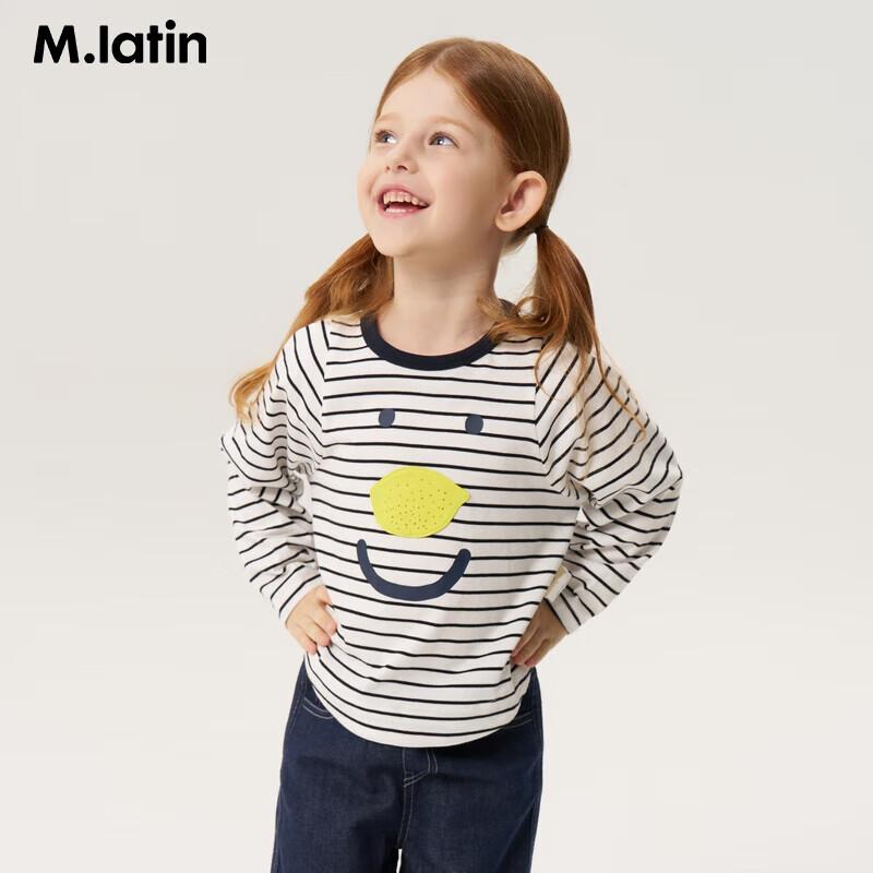 

M.Latin Toddler Girls Smile Face Striped Long Sleeve T-Shirt 110cm