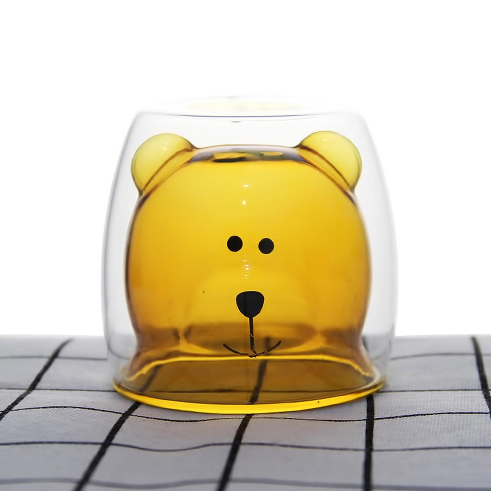 Предотвратите ошпаривание кофейной чашки молока мультфильма двойной стеклянной с круглым ртом