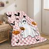 1 coperta in flanella a tema Halloween con motivo di fantasmi e zucche stampato, divertente coperta per divano e stanza climatizzata
