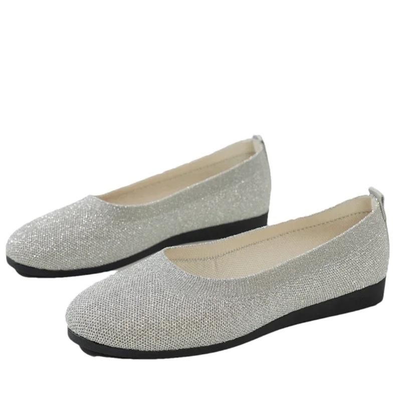 Fashion Flats Knitting Women Shoes Shallow Sadnals 2024 Fashion Walking Autumn Casual Loafers Shoes Classic Cozy Dress Femme Zapatos