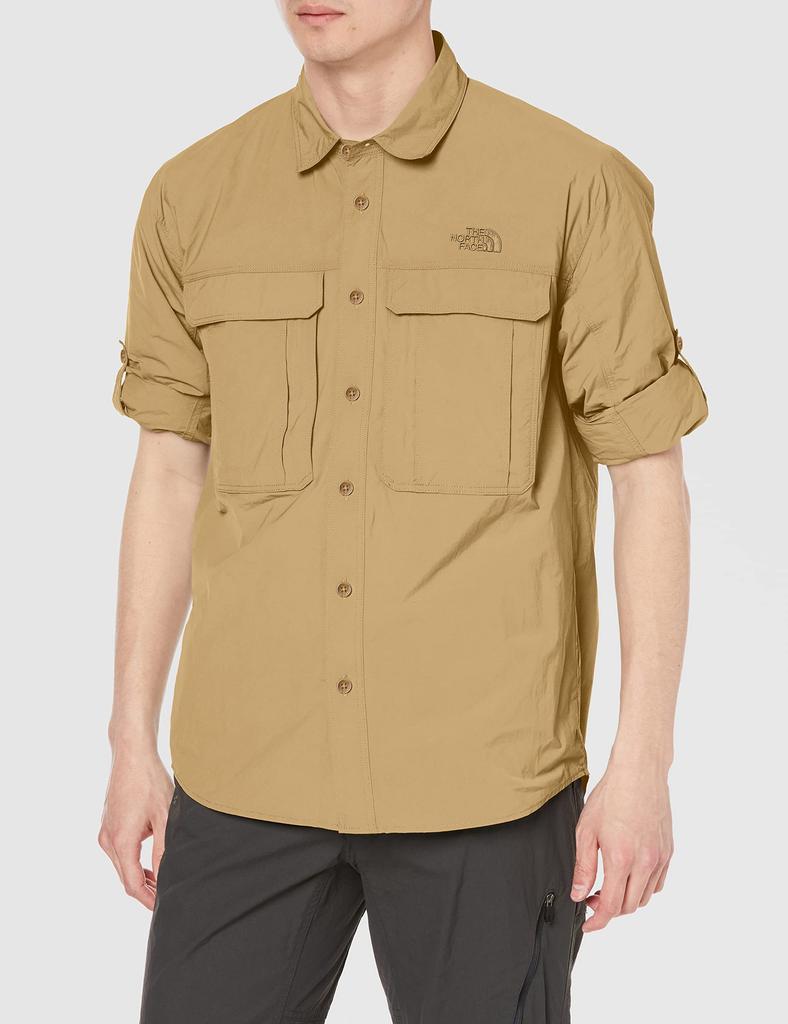 The North Face Rustle Canopy Kelp Size M Men's Shirt, Antibacterial, Odor-Resistant, Anti-Static, Tan,