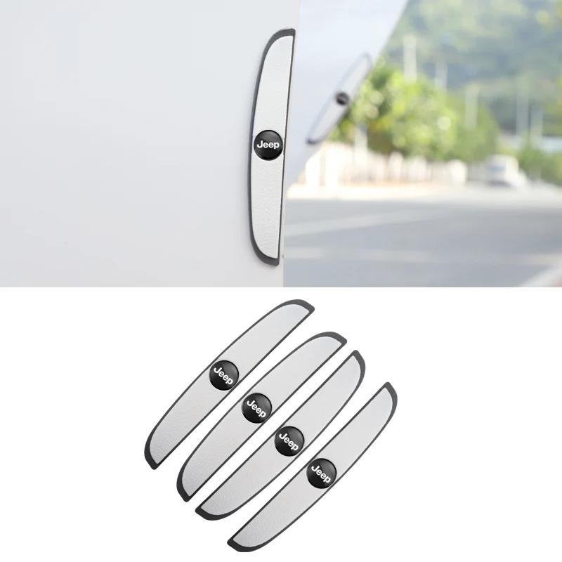 För Jeep 4 st Gummistötfångarrems Bil Dörr Kollisionsskydd Emblem Klistermärke För Jeep Grand Cherokee Wrangler JK Gladiator Compas