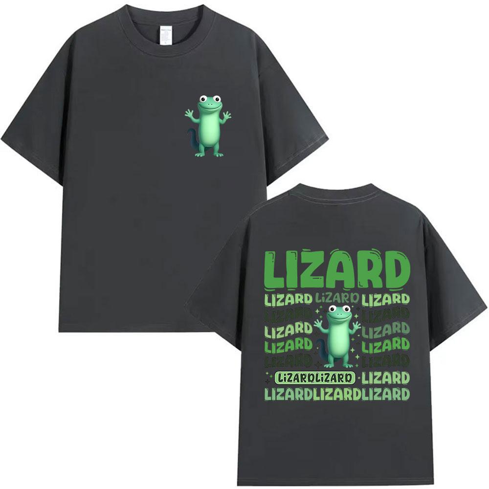 

Fun Lizard Lizard Lizard Emoji T-shirt for Men and Women, Cute Casual Wear, Fashionable Summer Print, 100% Pure Cotton T-shirt 4XL