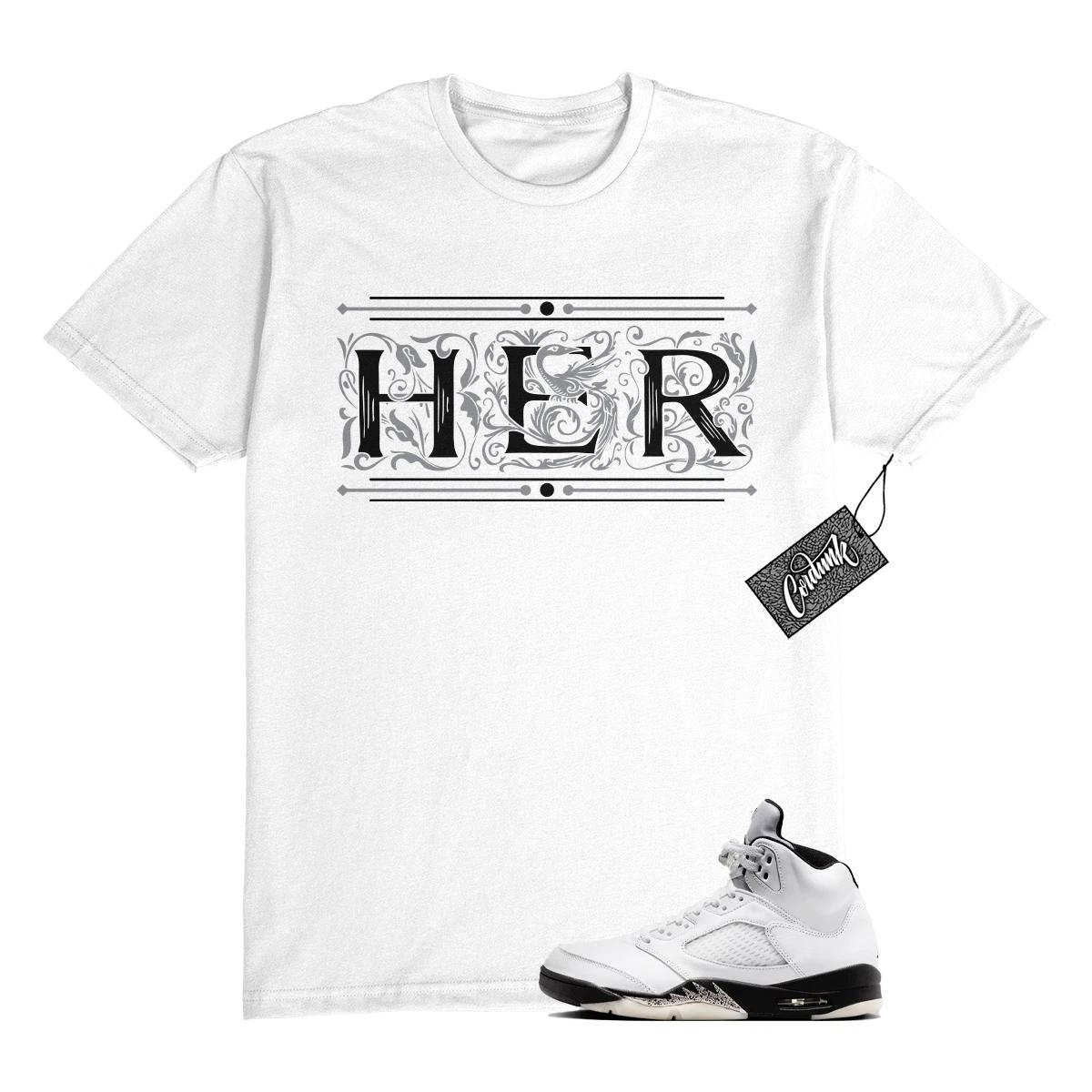 5 Reverse Metallic White Black T Shirt Match HERCD XL
