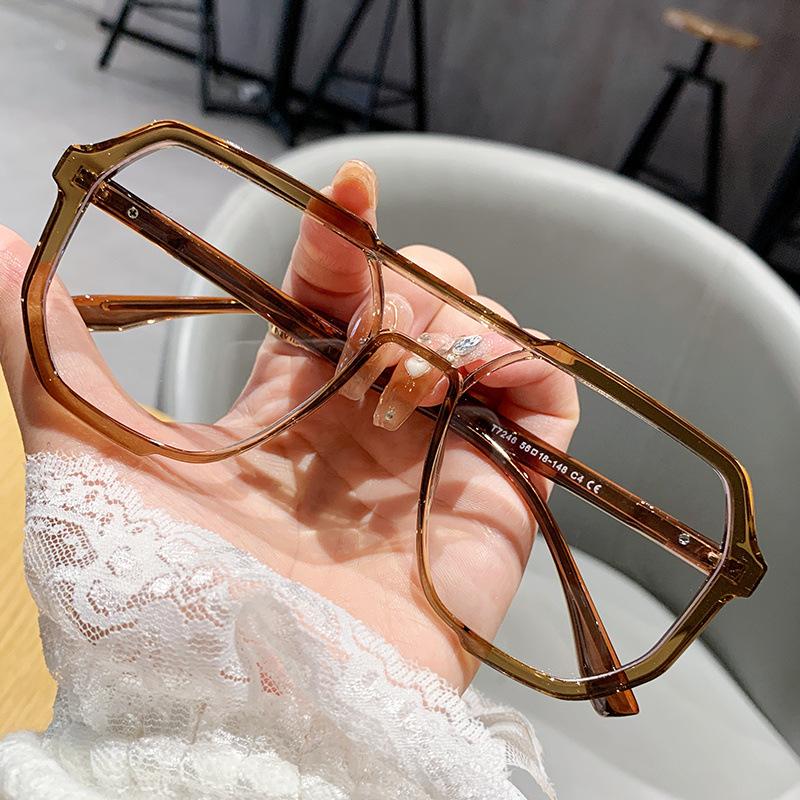 

New Style Brand Design Optical Prescription Lenses Myopia Prescription Lenses Glasses Women s Double-beam Spectacle Oversized Glasses Frame Blue Ray 0