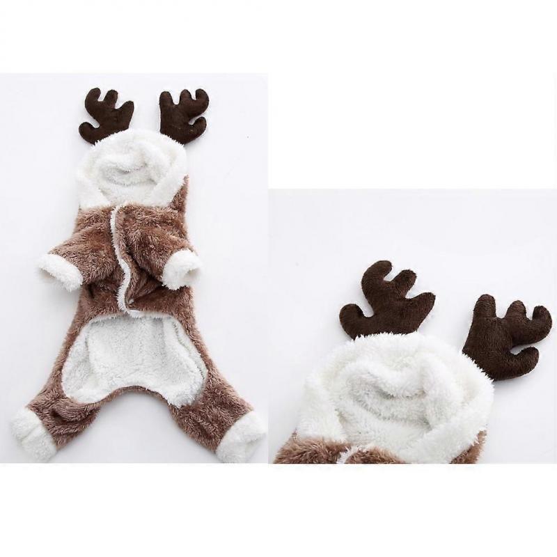 Pet Christmas Clothes Double Flannel Dog Coat for 3Pcs Brown