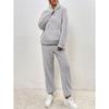 Autumn and Winter Solid Color Women's Clothing, Hooded Long Sleeved Patch Pocket Casual Pants Home Two-piece Set