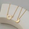 2pcs Sun & Moon Pendant Necklace Set - Vintage & Minimalist Style, Iron Crafted Bohemia Jewelry Gift, Perfect for Women Men Casual Attire