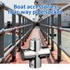 Boat Elbow 4-Way Pipe Fitting Connector Railing Hardware Stainless Steel Adapter Marine Hardware for Yachts Dock Decks Guardrail