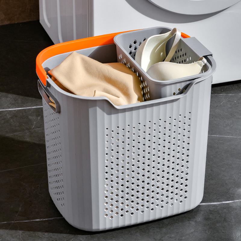 Portable Handheld Plastic Laundry Basket for Clothes and Sundries - High-Grade, Hollow Design for Easy Storage
