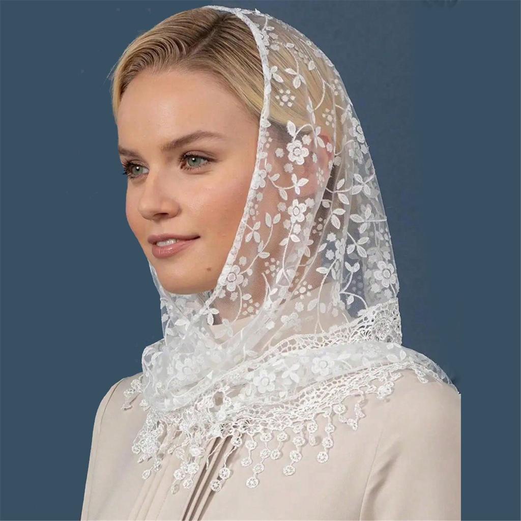 Lace Flower Bandanas Tassels Headwrap for Women and Girl Various Occasion Vacation Dressingup Head Scarf Photo Headpiece