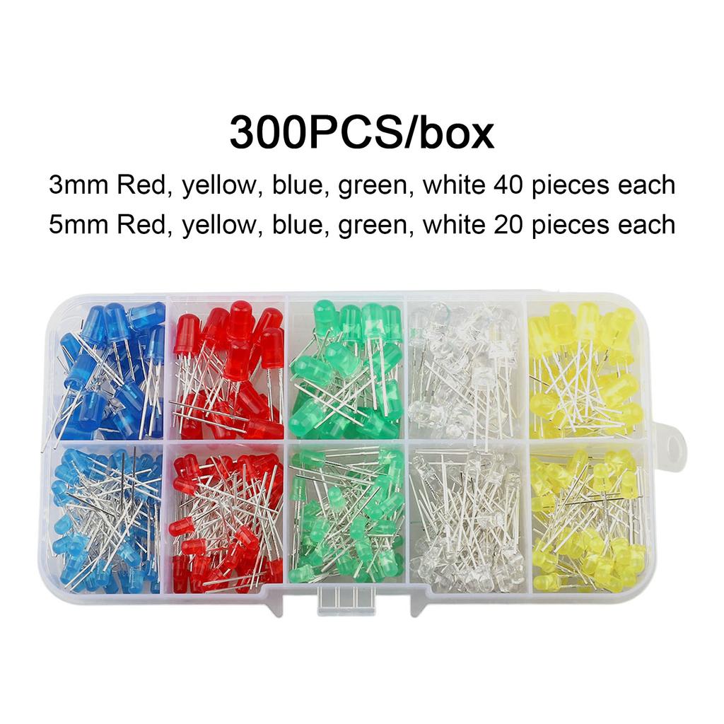 3V LED Diodes 3mm 5mm LED Diode Assortment Positive And Negative Poles High Brightness Long Lifespan Low Heat Generation