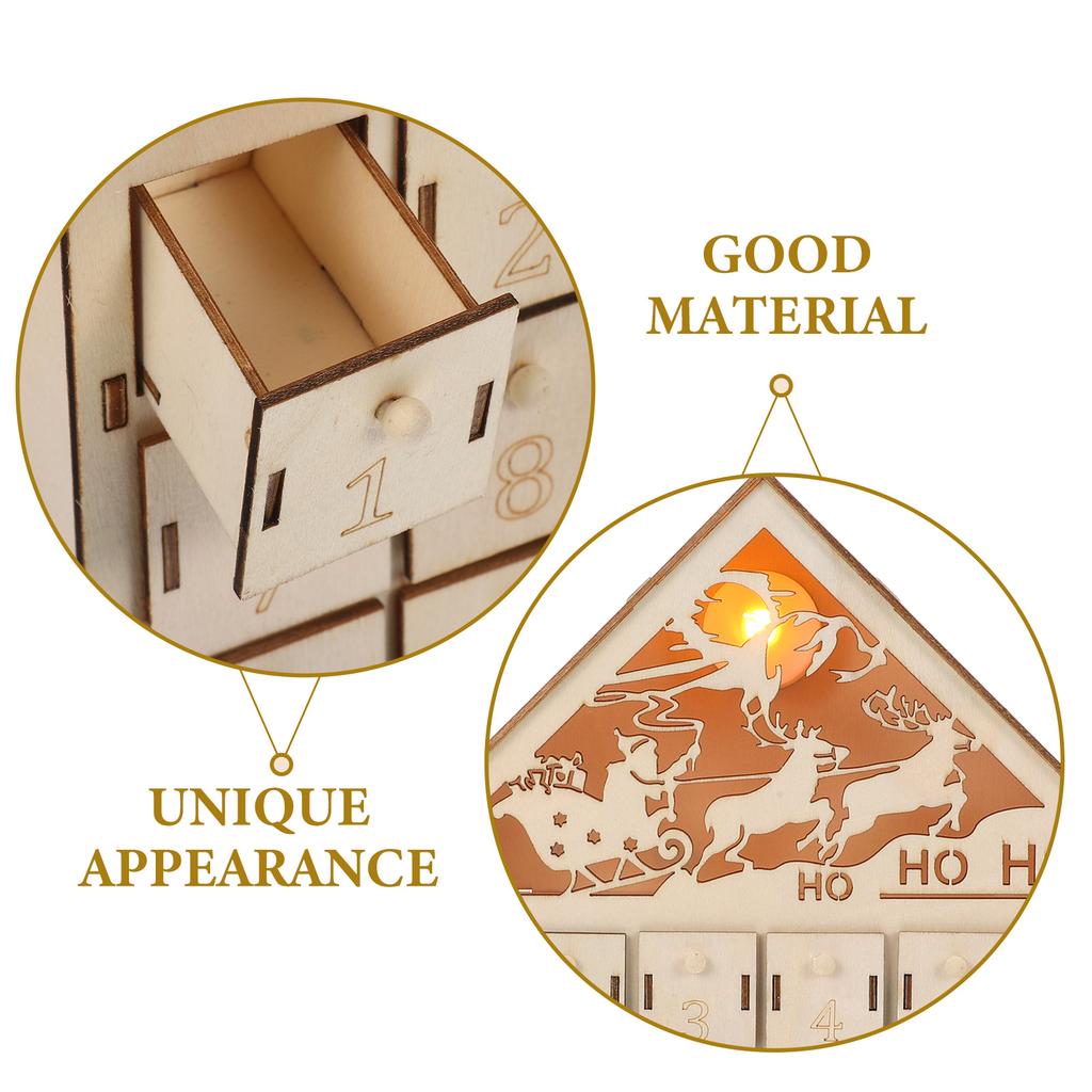 LED Light Up Wooden Advent Calendar 24 Drawers Refillable Christmas Countdown Tabletop Decor Christmas Advent Calendar