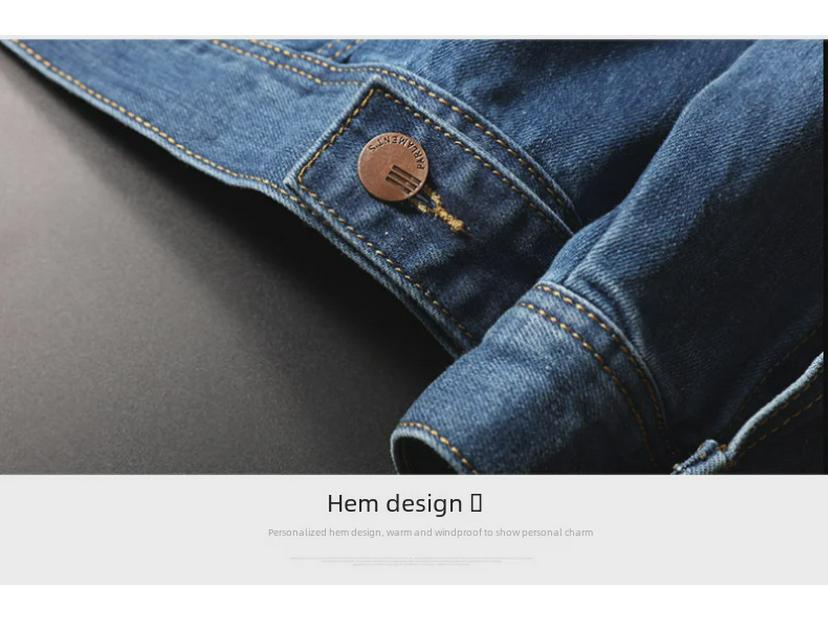 Men's Solid Color Denim Jacket - Long-Sleeve, Loose Fit, Casual Workwear, Spring Collection, Large Sizes Available.