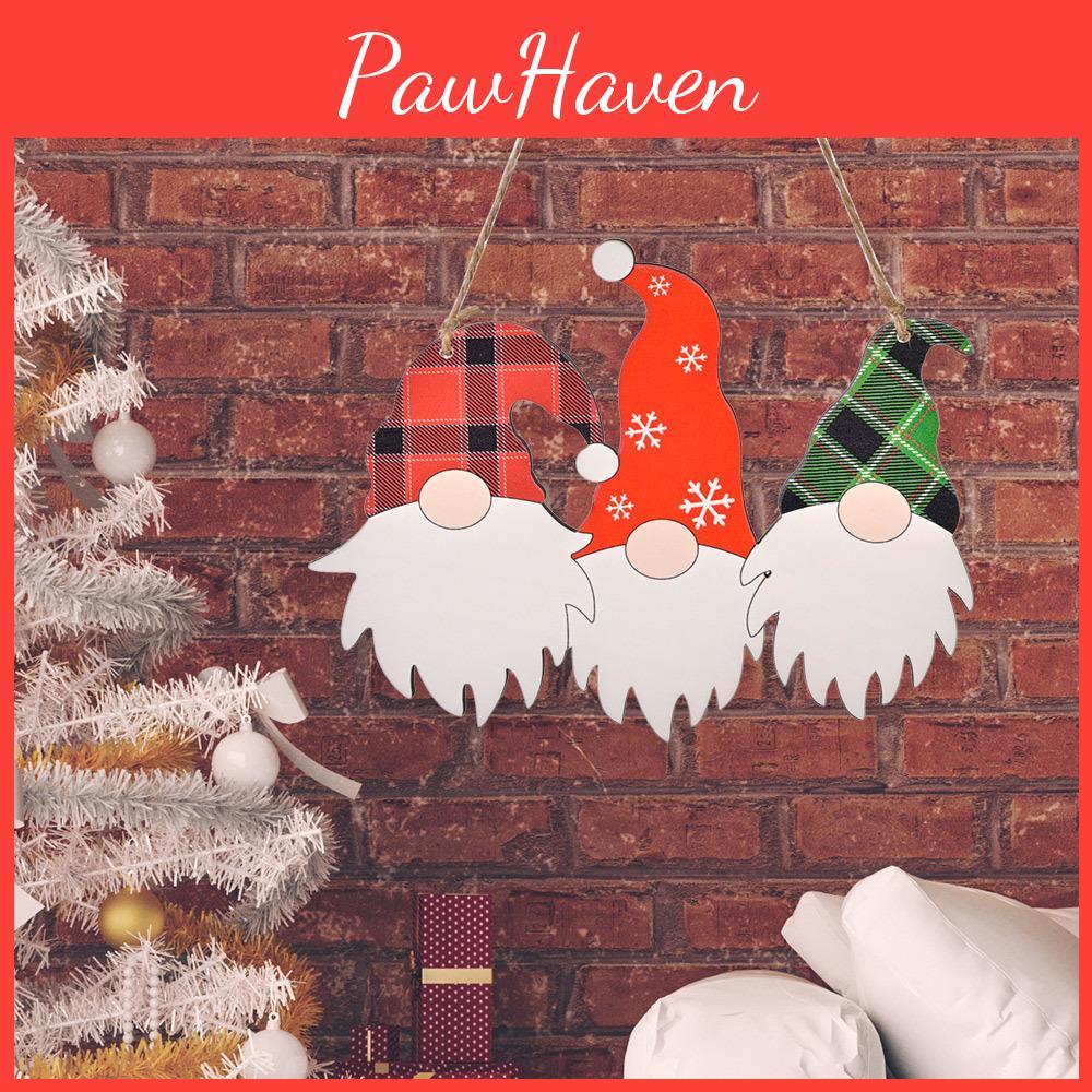 Wooden Christmas Decoration Three Head Rudolph Door Hanging Home Wall Decoration