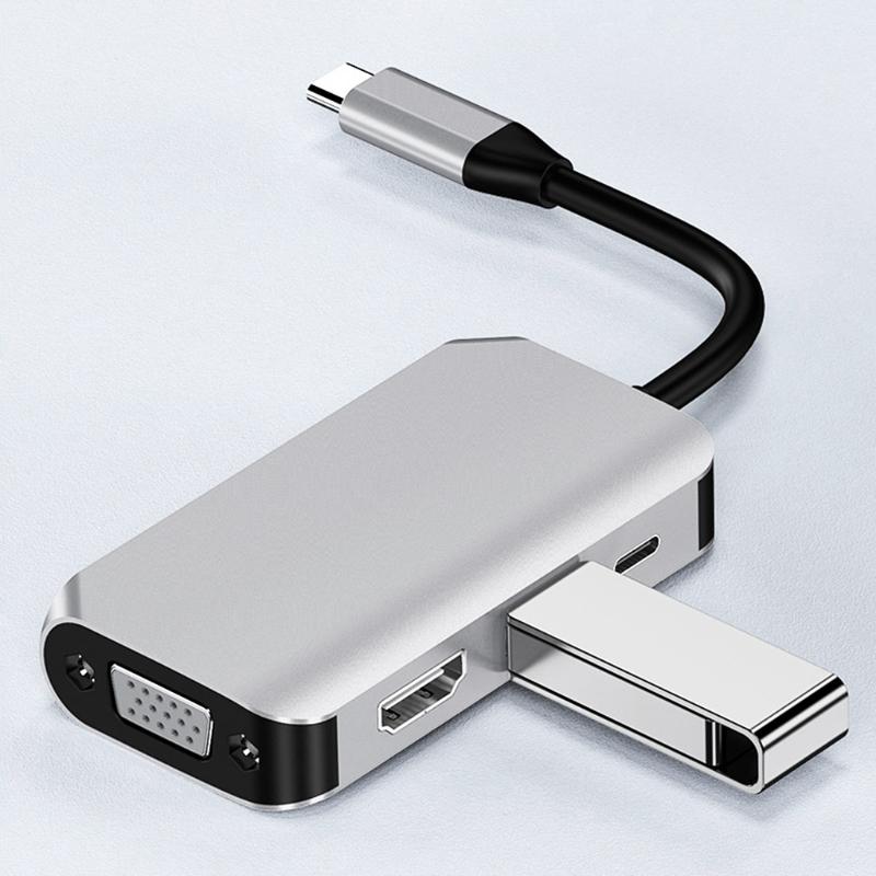 4-in-1 Display Port Hub TV Adapter Cable Expansion Dock Digital Wire Converter e/DVI/VGA Output