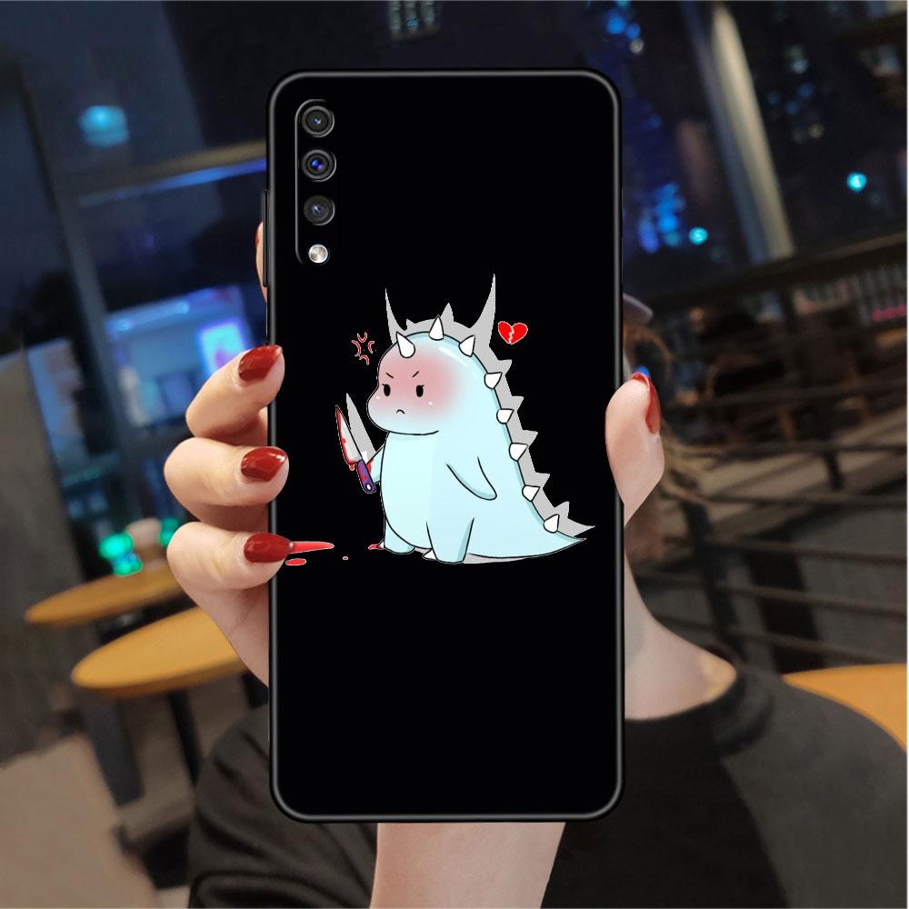 Dinosaur Cartoon Case For Samsung Galaxy A50 A70 M52 A30 A20s A20e A10 A40 A10s M51 M31 M30s M13 5G Black Phone Cover