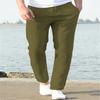 Pánské plátěné léto ležérní kalhoty se stahovací šňůrkou v pase elastické jednobarevné prodyšné denní tužkové legíny kalhoty