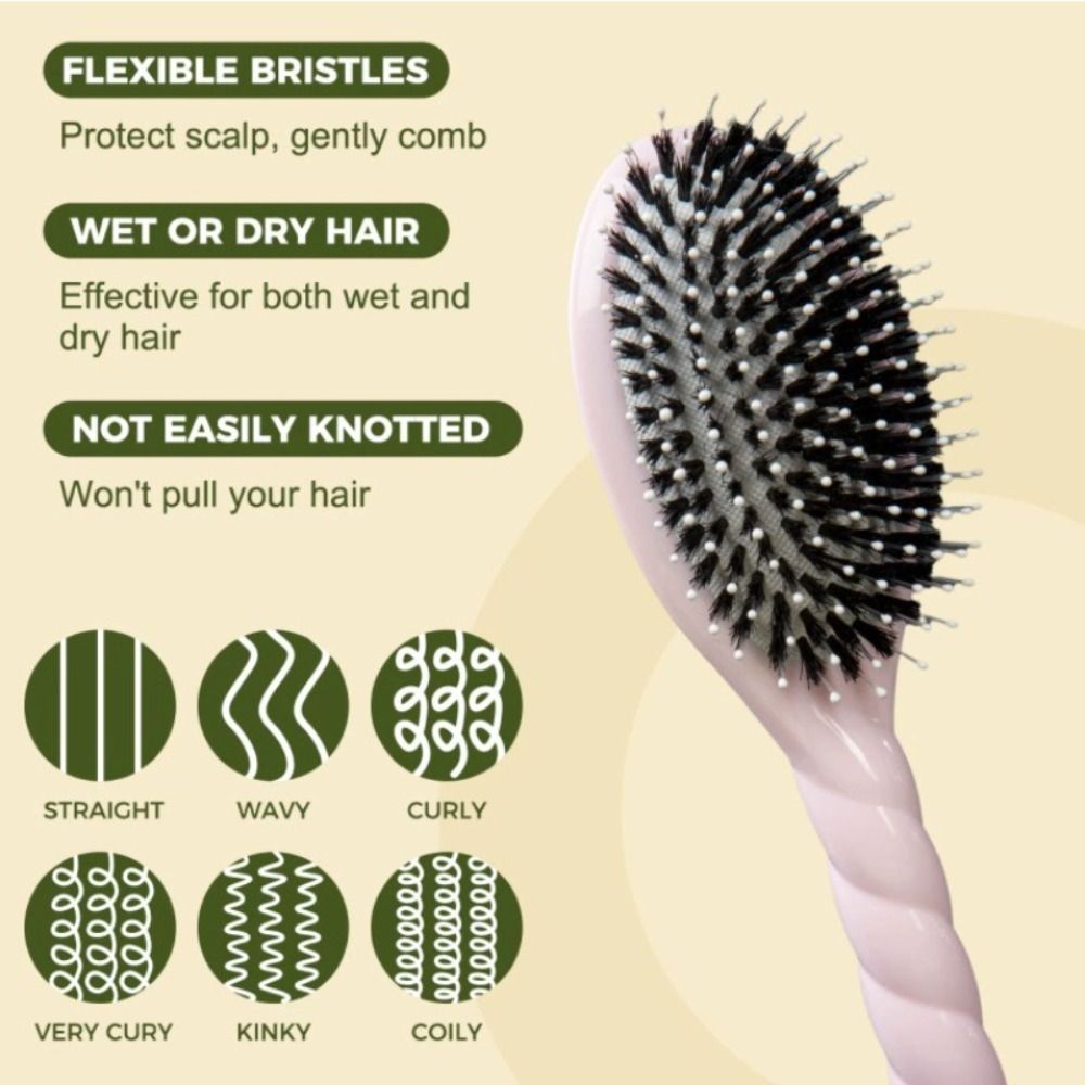 Anti Static Boar Bristle Hair Brush Macaron Hairdressing Comb Air Cushion Comb Scalp Massage