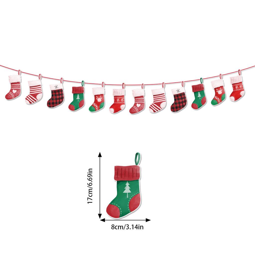 Christmas Theme Letter Snowman Sock Pattern Paper Banner Props Decoration
