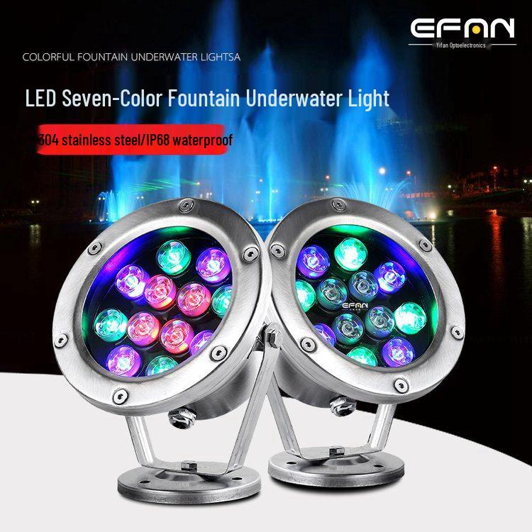 

LED Underwater Spotlight - Stainless Steel Fish Pond, Pool, Landscape, and Fountain Light, Waterproof, Colorful. 3W