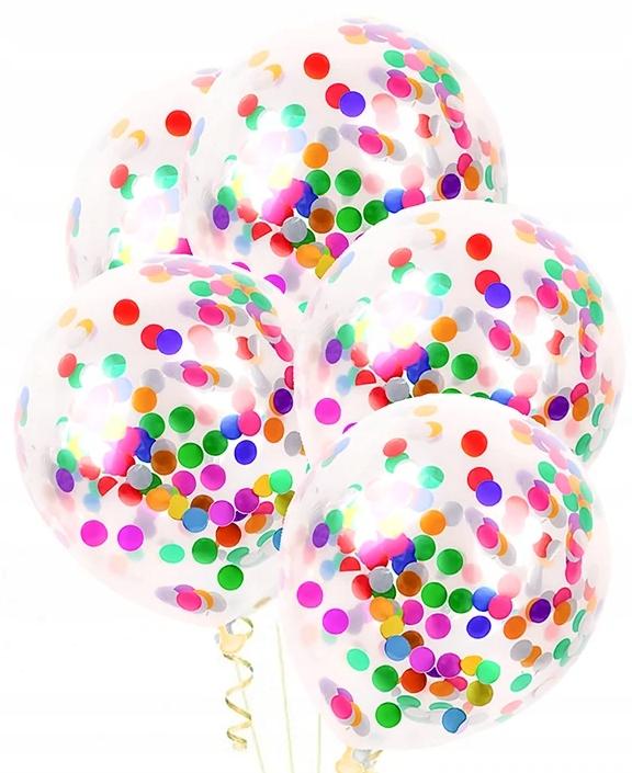 Balony Krystal Z Kolorowym Konfetti, 5 Szt.