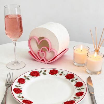 Herz Toilettenpapierhalter 3D-gedruckt Freistehender Toilettenpapierhalter Niedliche Liebesherzen Toilettenrollenhalter für Badezimmer Valentinstagsdekoration