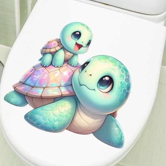 Toilettenaufkleber, Niedliches Schildkrötendesign Toilettendeckel-Aufkleber, Wasserdichte Abziehbilder Ohne Kleberückstände, Einfach anzubringender Aufkleber für das Badezimmer