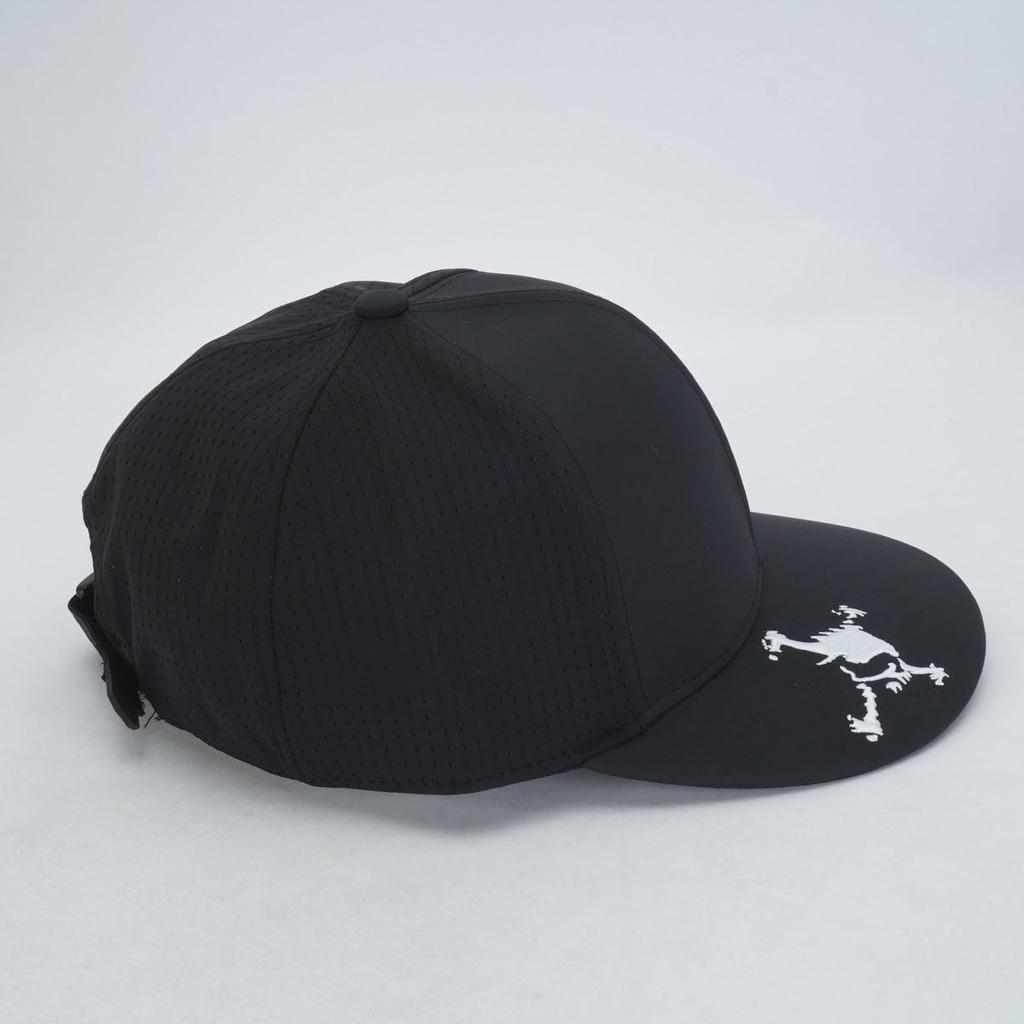 OAKLEY SKULL METAL CAP 25.0, Semi-Flat Brim, Metal Ellipse & Skull Embroidery, Mesh Panels, Adjustable (Color BLACKOUT 02E), Size Free