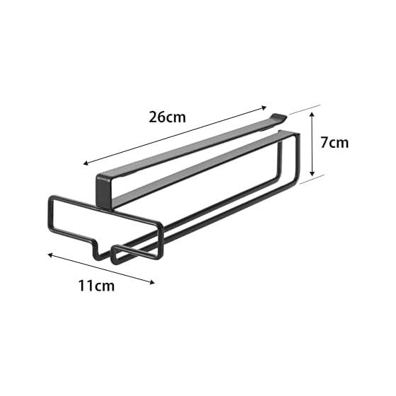 Yamazaki Jitsugyo Under Cabinet Wine Glass Hanger Black Approx. W11 X D26 X H7cm Tower No Drilling or Screws Required Kitchen Hanging Shelf 2463