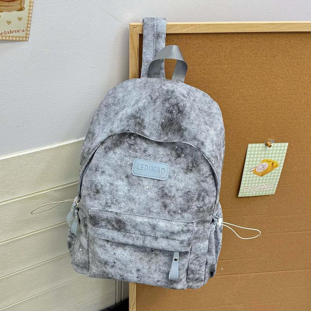 Schoolbag simple foreign style tie-dye backpack new trendy and cool texture large capacity computer backpack junior high school student schoolbag
