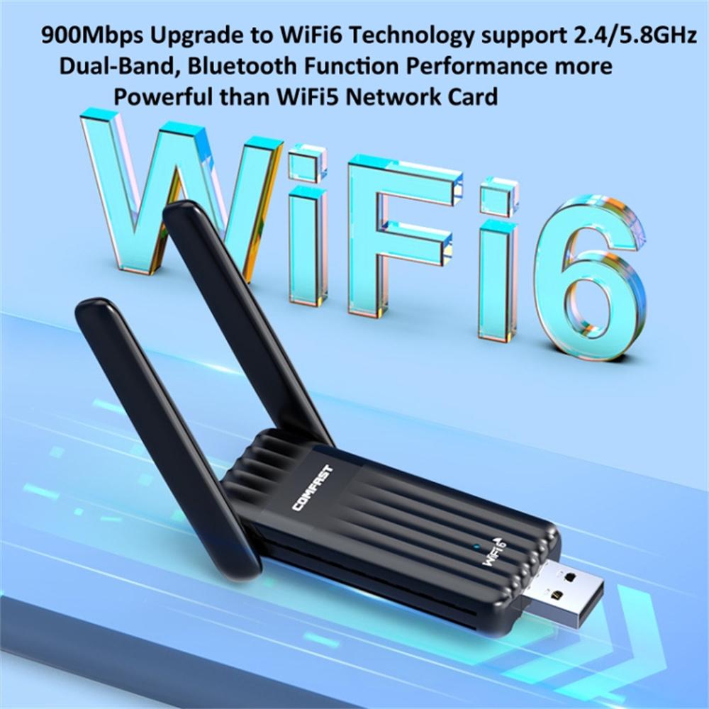 COMFAST CF-943F 900Mbps WiFi6 Bluetooth-compatible Network Card 2.4G/5G Dual Band USB Wireless Adapter